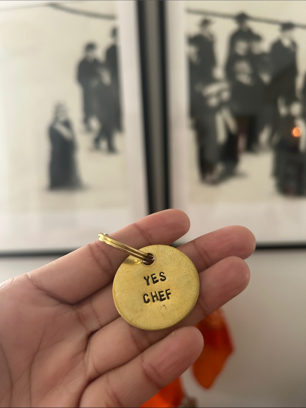 The Bear TV Show: Yes Chef Brass Keychain Charm in Gold
